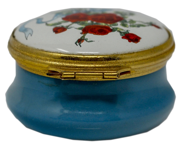 Ronald & Nancy Reagan Personally Owned Cartier Pillbox -- ''A bouquet with Love''